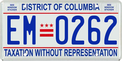 DC license plate EM0262