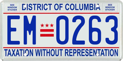 DC license plate EM0263