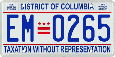 DC license plate EM0265