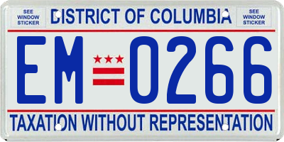 DC license plate EM0266