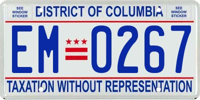 DC license plate EM0267