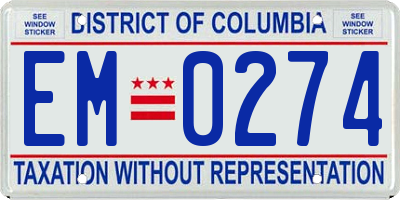 DC license plate EM0274