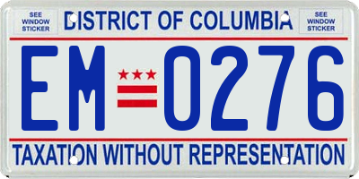 DC license plate EM0276