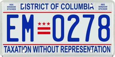 DC license plate EM0278