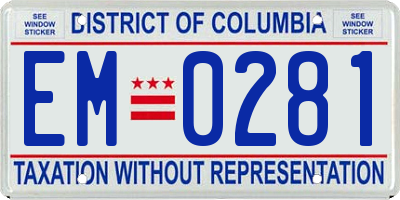 DC license plate EM0281