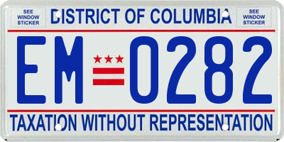 DC license plate EM0282