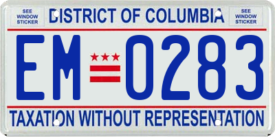 DC license plate EM0283