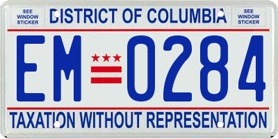 DC license plate EM0284