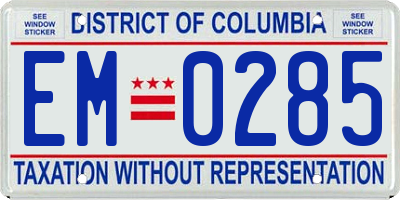 DC license plate EM0285