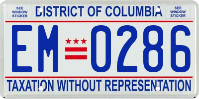 DC license plate EM0286