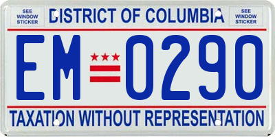 DC license plate EM0290
