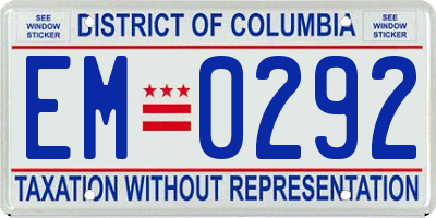 DC license plate EM0292