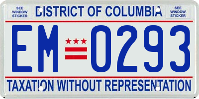 DC license plate EM0293