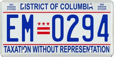 DC license plate EM0294