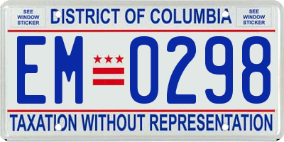 DC license plate EM0298