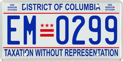 DC license plate EM0299
