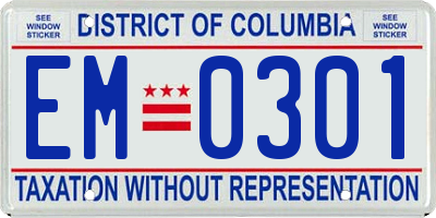 DC license plate EM0301