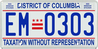 DC license plate EM0303