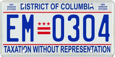 DC license plate EM0304
