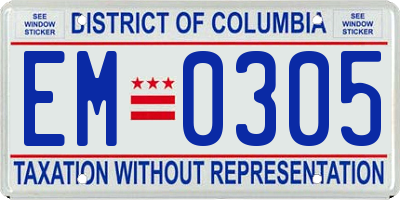 DC license plate EM0305