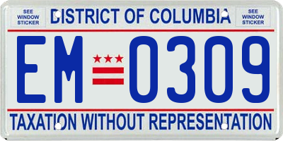 DC license plate EM0309