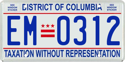 DC license plate EM0312