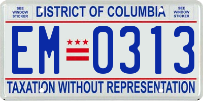 DC license plate EM0313