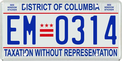 DC license plate EM0314