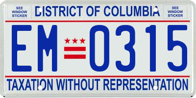 DC license plate EM0315