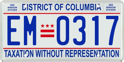 DC license plate EM0317