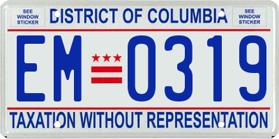 DC license plate EM0319
