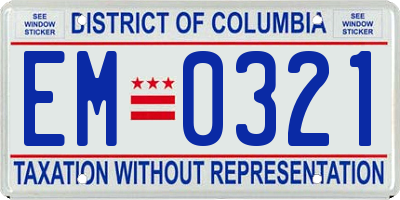 DC license plate EM0321