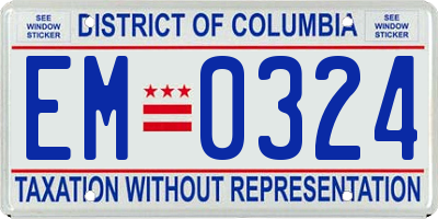 DC license plate EM0324