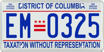 DC license plate EM0325