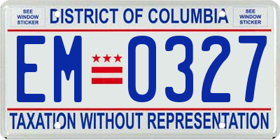 DC license plate EM0327