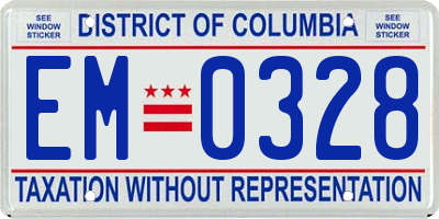 DC license plate EM0328