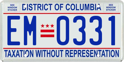 DC license plate EM0331
