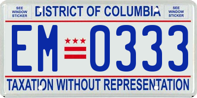 DC license plate EM0333