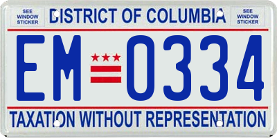 DC license plate EM0334