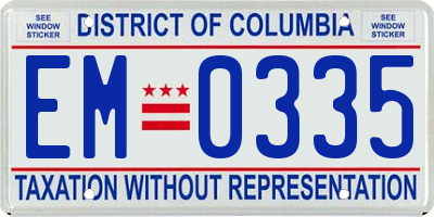 DC license plate EM0335