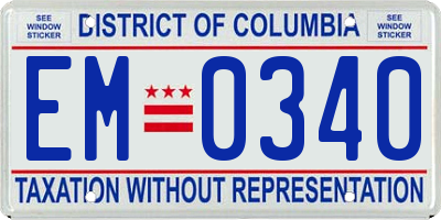 DC license plate EM0340