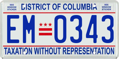 DC license plate EM0343