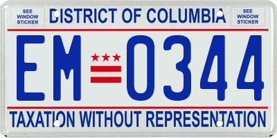 DC license plate EM0344