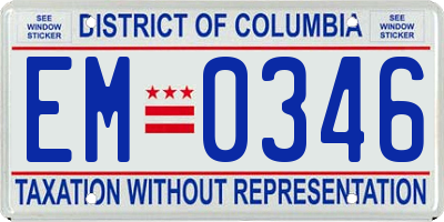 DC license plate EM0346