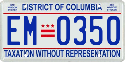 DC license plate EM0350