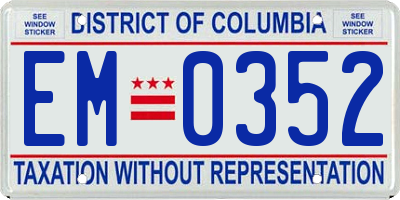 DC license plate EM0352