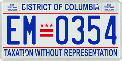 DC license plate EM0354