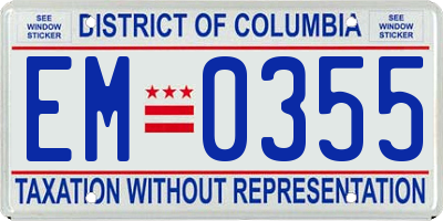 DC license plate EM0355