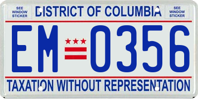 DC license plate EM0356