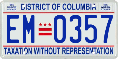 DC license plate EM0357